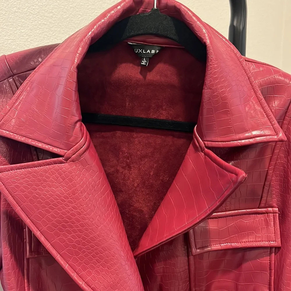 Red JLUXLABEL Croc Belted Jacket - Picture 3 of 5